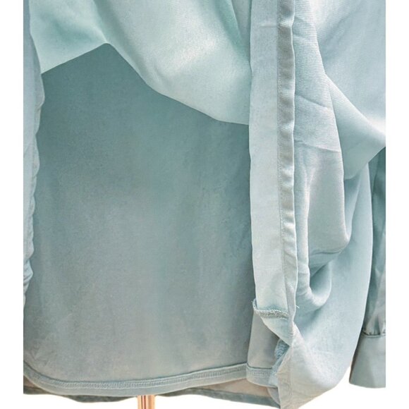 Zenana Light Blue Blouse Lined Flowy Office Workwear Long Sleeve Relaxed Fit XL - Picture 3 of 8